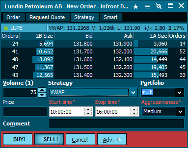 algo order entry nordlys