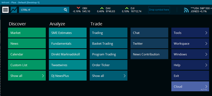 Cloud menu item in main menu Nordlys